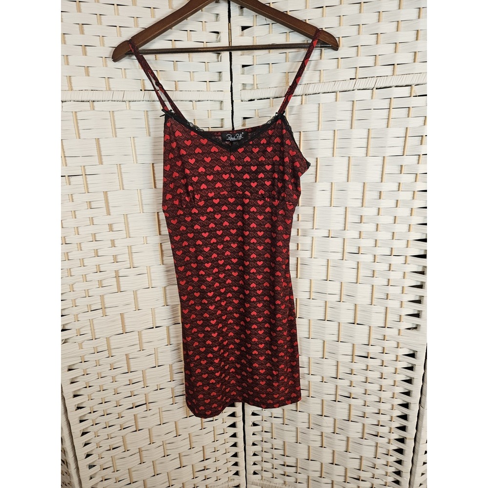 Rene Rafe Womens Red Heart Nightgown Sz L Classic Romantic